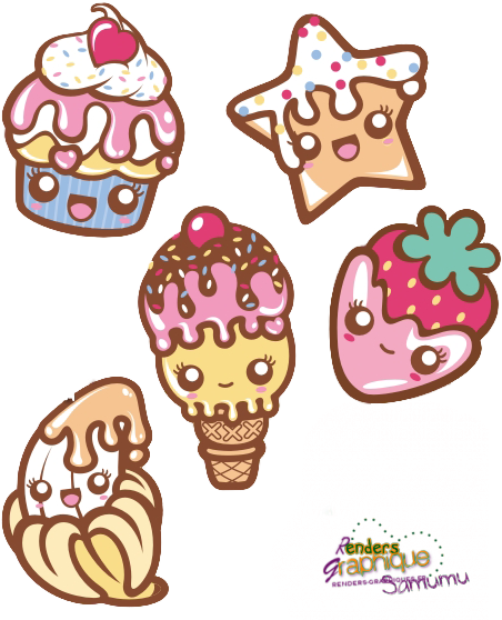 Adorable Vanilla Icecream Png - Petit Cupcake Dessin Kawaii (500x600), Png Download