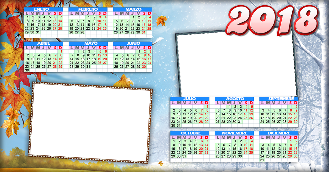Calendarios 2018 Para Editar (1050x550), Png Download