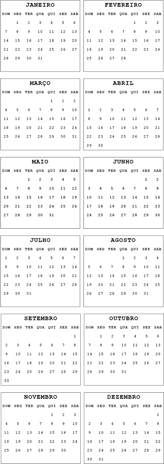 Por Isso, O Quatro Estações Está Disponibilizando Calendários - Printable Annual Calendar 2019 (640x1600), Png Download