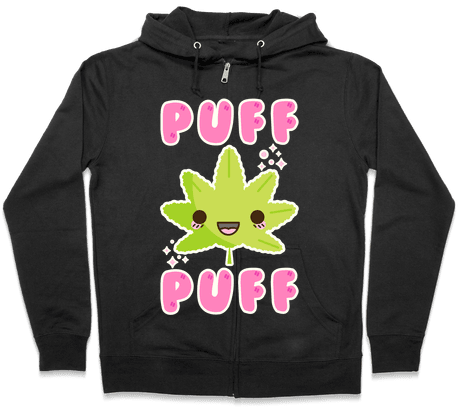 Puff Puff The Kawaii Pot Leaf Zip Hoodie - Halloween Gives Me The Real Big Frighten Hoodie: Funny (484x484), Png Download