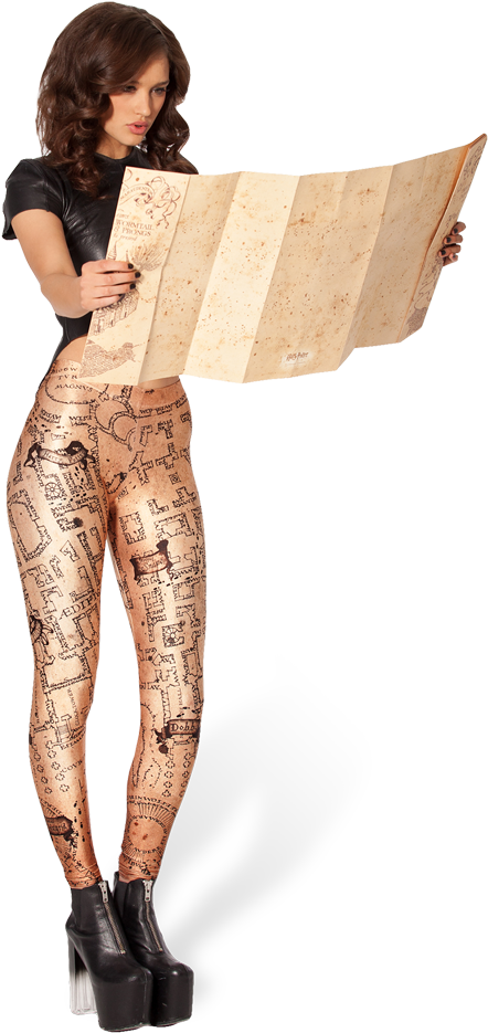 Marauders Map Leggings - Leggings (683x1024), Png Download