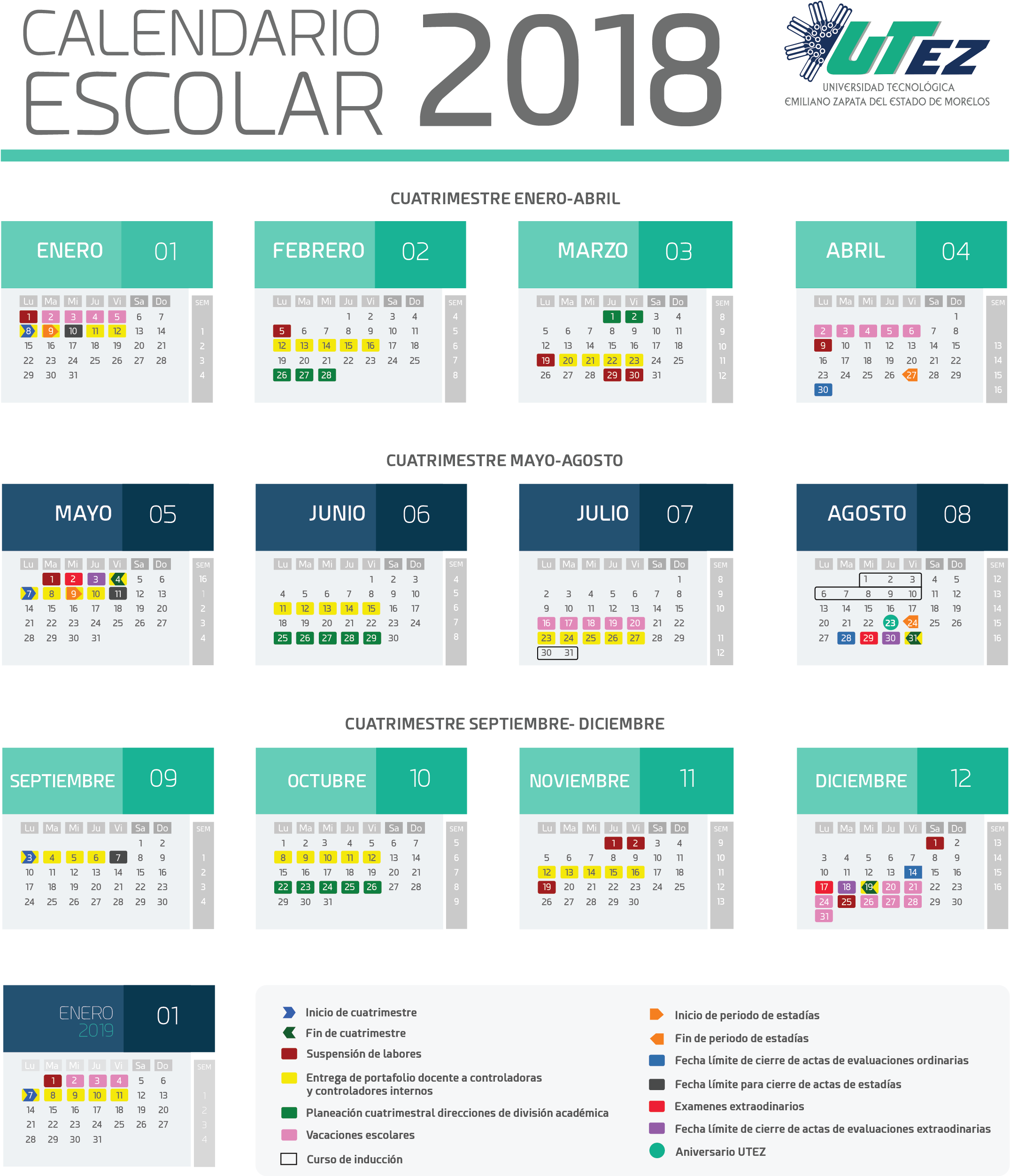 Calendario - Utez (2406x2713), Png Download