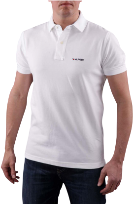 Tommy Hilfiger Flag Polo White - Tommy Polo Shirts Png (309x412), Png Download