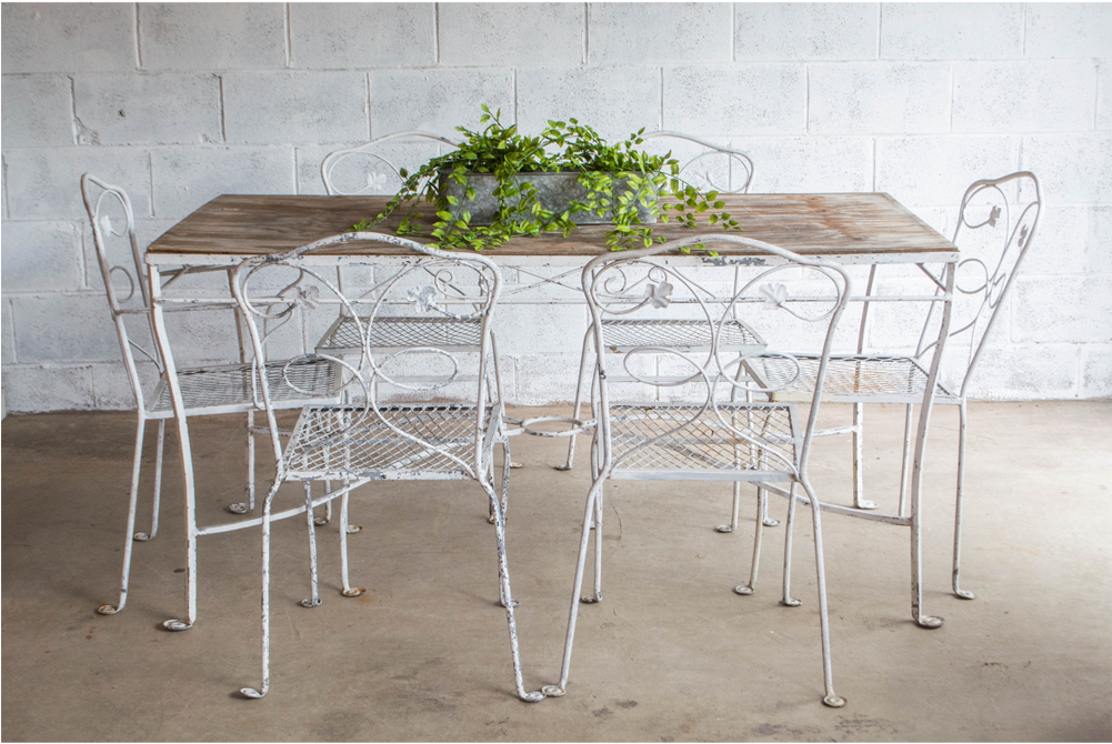 Unfinished 1950s Wrought Iron Outdoor Dining Set (1000x1326), Png Download