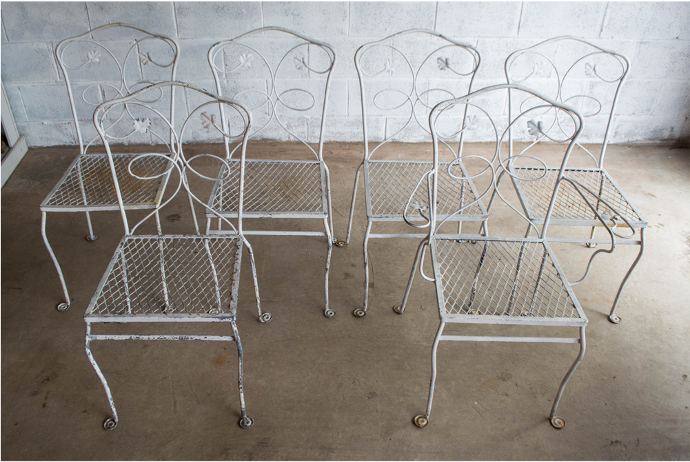 Unfinished 1950s Wrought Iron Outdoor Dining Set (1000x1326), Png Download