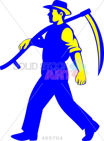 Stock Illustration Of Retro Cartoon Illustration Of - Walking Farmer (340x458), Png Download