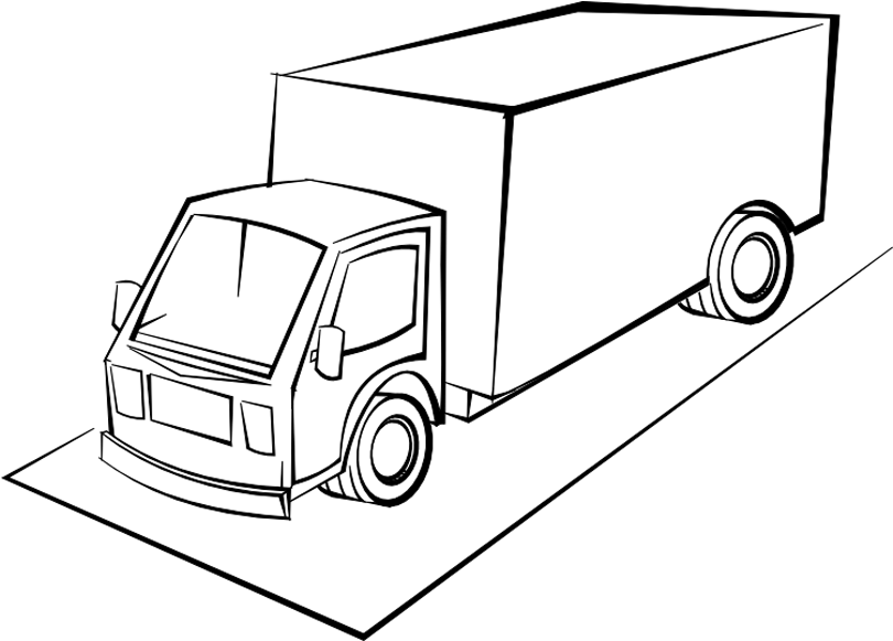 Dibujo Camion Png - Line Art (880x580), Png Download