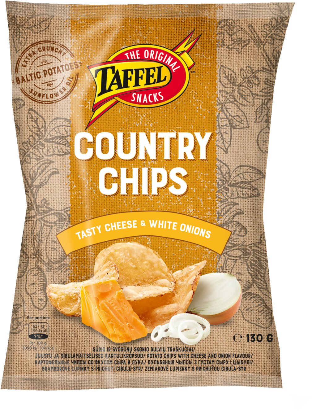 Potato Chips With Cheese And Onion Flavour - Taffel (1106x1500), Png Download