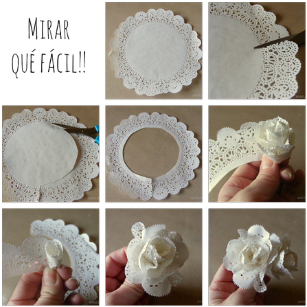 Flores Blancas Comestibles O No - Flowers With Paper Doilies (460x460), Png Download