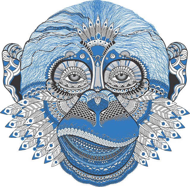 Pattern, Monkey, New Year's Eve, Dudling, Symbol, Blue - Mkj How To Love Feat Pipa Moran (640x629), Png Download