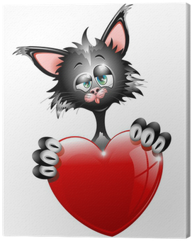 Gatto Innamorato S - Funny Cat Cartoon (400x400), Png Download