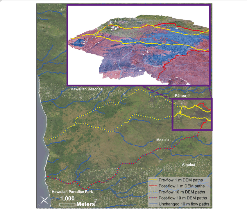Comparison Of The Pre Lava Flow Paths The June 27th - Common Fig (850x719), Png Download