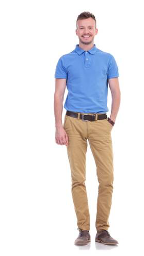 He Wears Khaki Pants And A Brown Belt With A School - Unprofessional Business Attire (749x499), Png Download