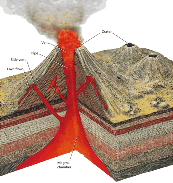 Cinder Cone Diagram Cinder, Volcanoes, Diagram, Volcano - Earth Science Grade 10 (569x604), Png Download