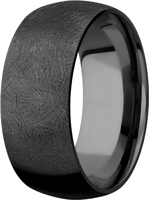 Men's Customizable Black Zirconium Domed Textured Ring - Bangle (700x700), Png Download