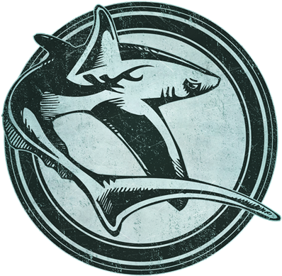 Distressed Wild Shark Stamp - Aggressive Creature Sticker 33 (400x400), Png Download