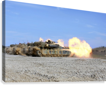 M1a1 Abrams Fire Their 120mm Smoothbore Cannon - Photographic Print: M1a1 Abrams Fire Their 120mm Smoothbore (429x344), Png Download