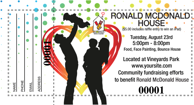Ronald Mcdonald Raffle Ticket - Ronald Mcdonald House (800x417), Png Download