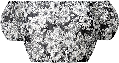 Leandra Black Floral Cotton Top - Cotton (414x600), Png Download