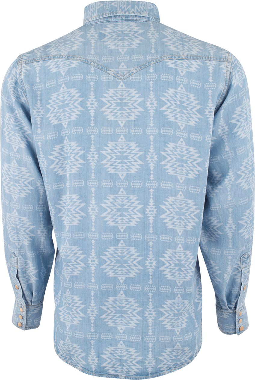 Ryan Michael Indigo Aztec Print Tencel Snap Shirt - Active Shirt (870x1280), Png Download