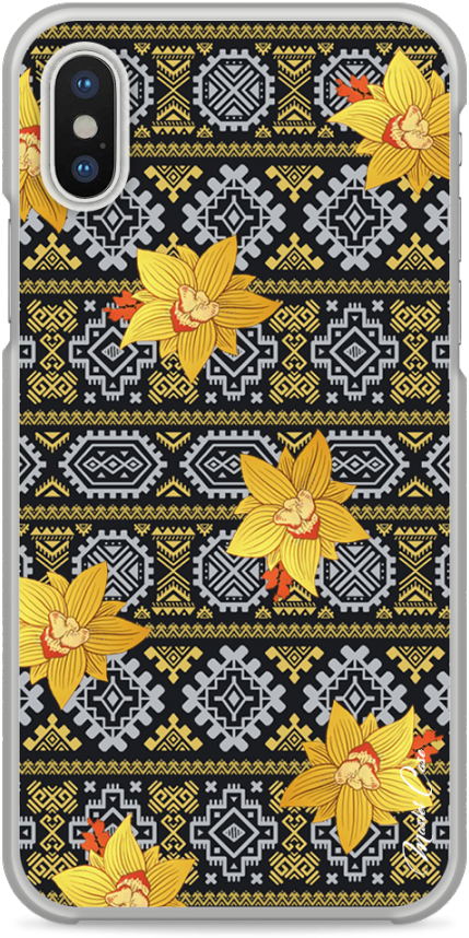 Coque Iphone X Yellow Flowers With Aztec Pattern - Mobile Phone Case (1230x900), Png Download