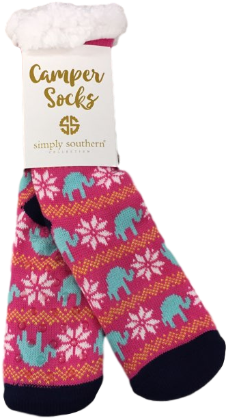 Simply Southern Pink Elephant Camper Sock - Sock (640x640), Png Download