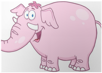 Happy Pink Elephant Cartoon Mascot Character Poster - Pink Elephant Cartoon Name (400x400), Png Download