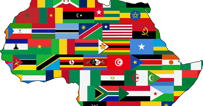 African Map With Flags (680x357), Png Download