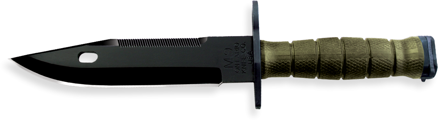 Ontario M9-bayonet With Scabbard, Green (1485x453), Png Download