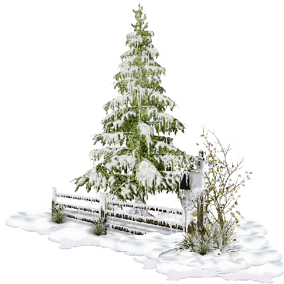 Snow All Around, Covering Mail Boxes, Fences, And Trees - Tube Cluster Neige Png (400x400), Png Download