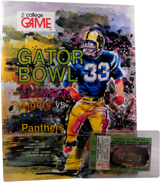 1977 Gator Bowl Game Program And Ticket Stub - Clemson Tigers Football (532x600), Png Download