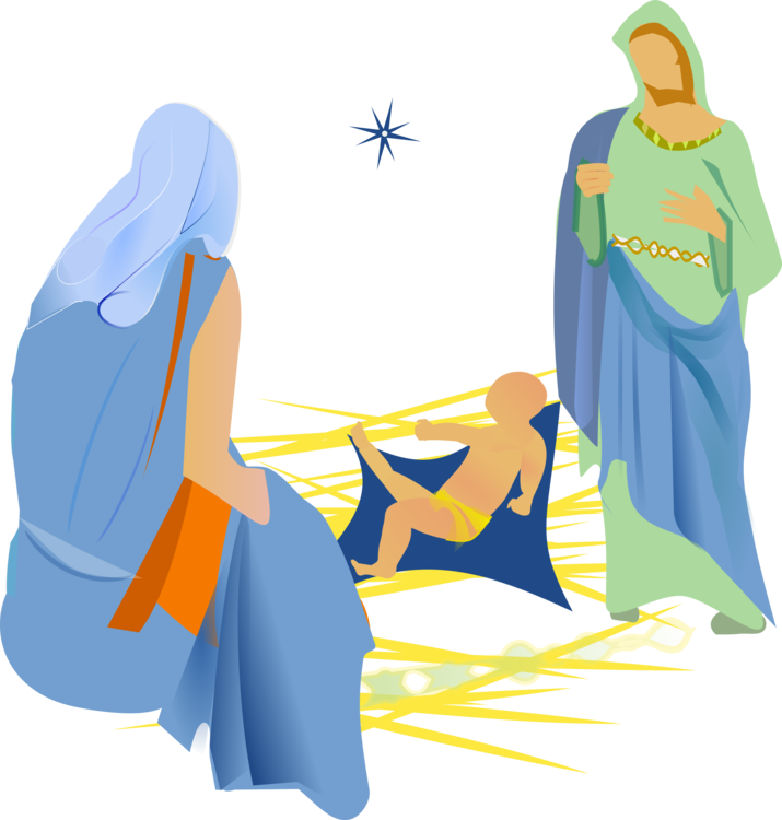 Nativity Scene Christmas Tree Church Nativity Of Jesus - Christmas Christian Png (715x750), Png Download