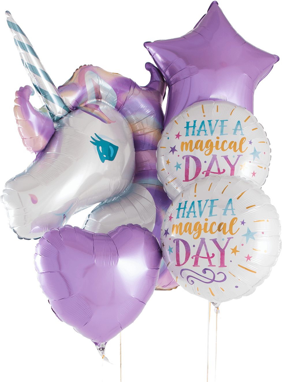 Pastel Unicorn Balloon Bunch - Have A Magical Day Birthday Foil Mylar Balloon 18" (1400x1400), Png Download