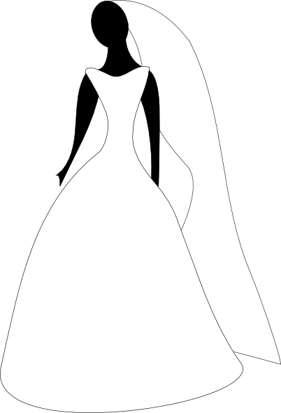 Black Dress Clipart Vestido - Vestido Novia Vector Png (402x592), Png Download