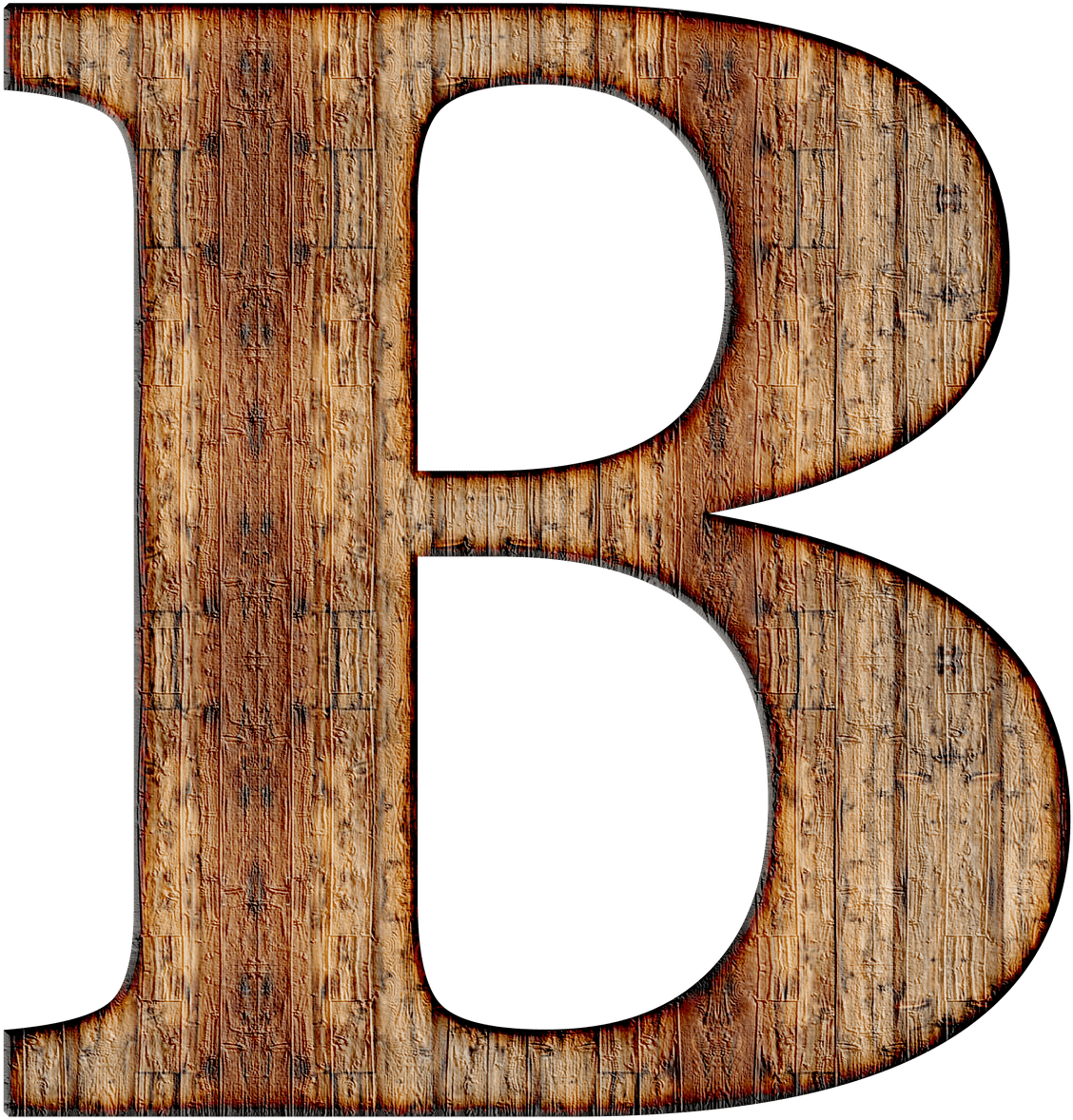 Wooden Capital Letter B - Letter B Wood (340x360), Png Download