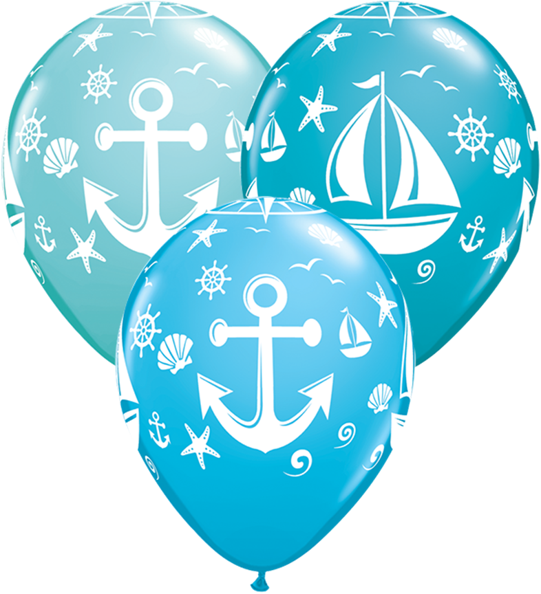 11" Nautical Sailboat & Anchor Latex Balloons - Sailboat & Anchor - 11 Inch Balloons 25pcs (786x864), Png Download
