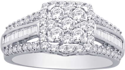 925 Sterling Silver 1/2 Ct - S M Diamond Corp 10k White Gold 1ct Diamond Fashion (424x424), Png Download