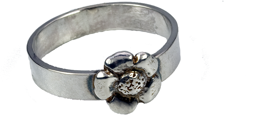 Flower Bud Sterling Silver Band Ring - Teva Jane Flower Bud Sterling Silver Band Ring (1100x1100), Png Download