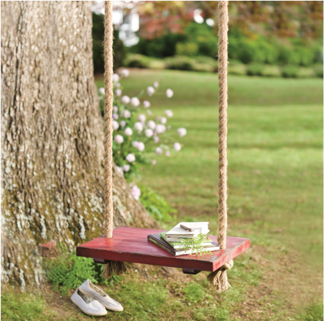 This Swing Has Been Given A Distressed Paint Job To - Plow & Hearth Rope Tree Swing (616x462), Png Download