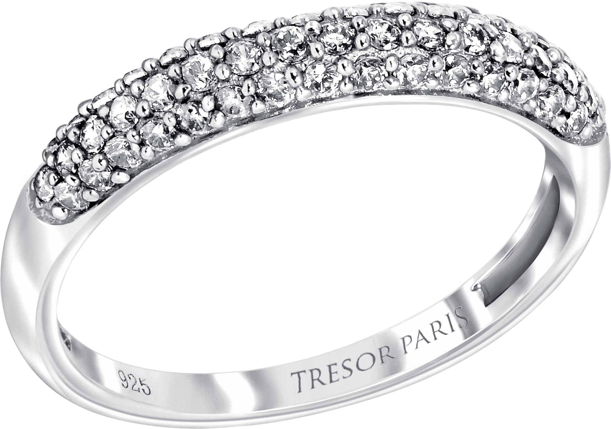 Pave Set Sterling Silver Ring With Diamond Clear Colour - Tresor Paris Pave Set Sterling Silver Ring (2000x2000), Png Download