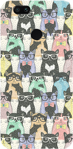 Cats And Specks Theme Redmi Mi A1 Back Cover - Hipster Cats Shower Curtain (600x600), Png Download