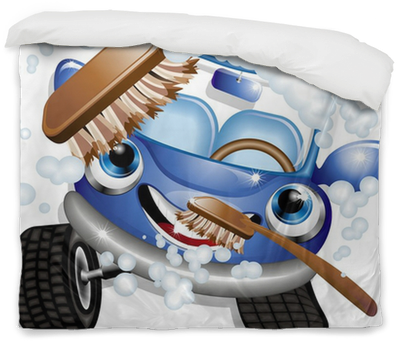 Auto Lavaggio Cartoon Car Wash Vector Duvet Cover • - Noir's Mobile Detailing (400x400), Png Download