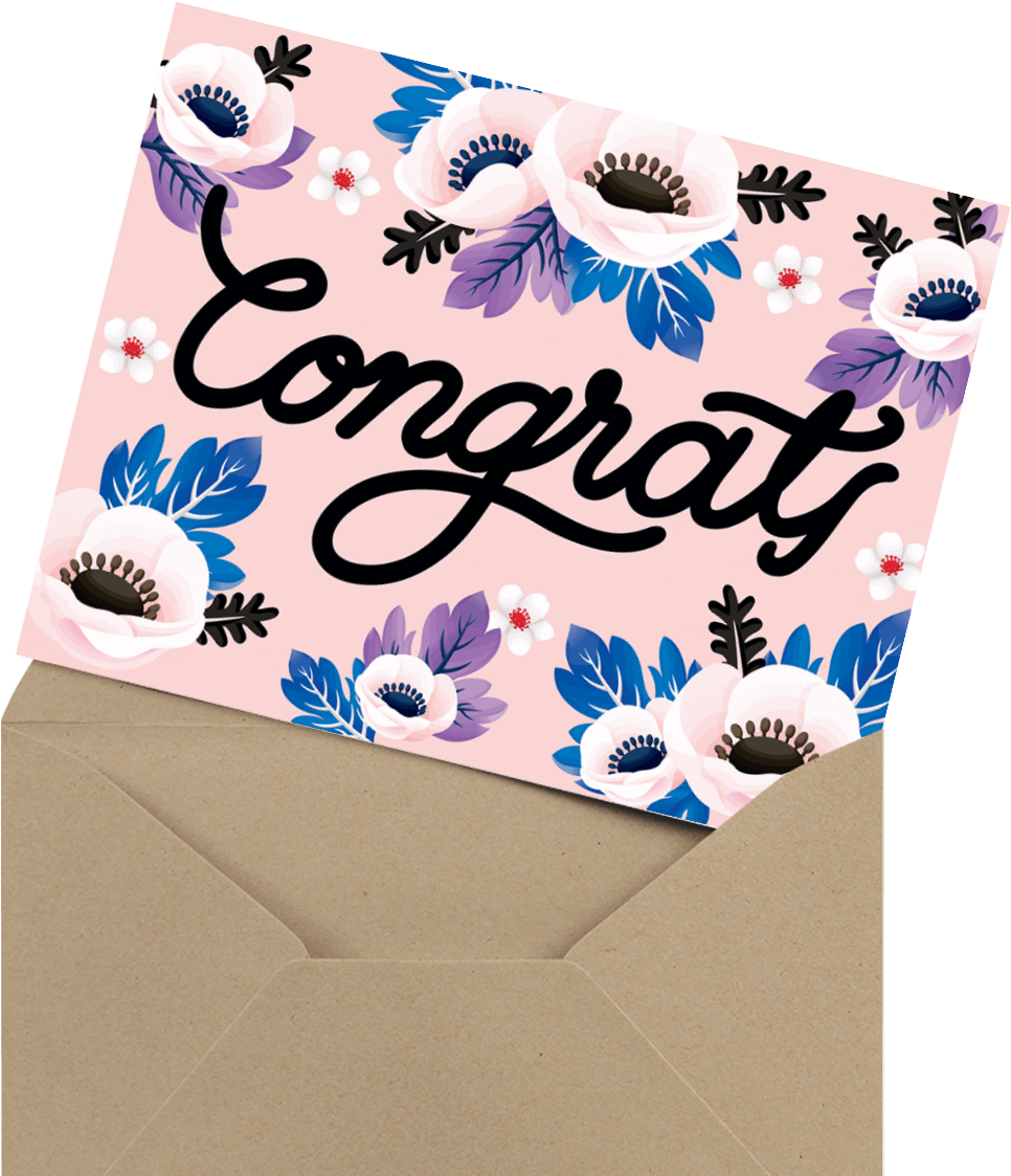 Stunning Pink Congrats Greeting Card - Greeting Card (1200x1200), Png Download