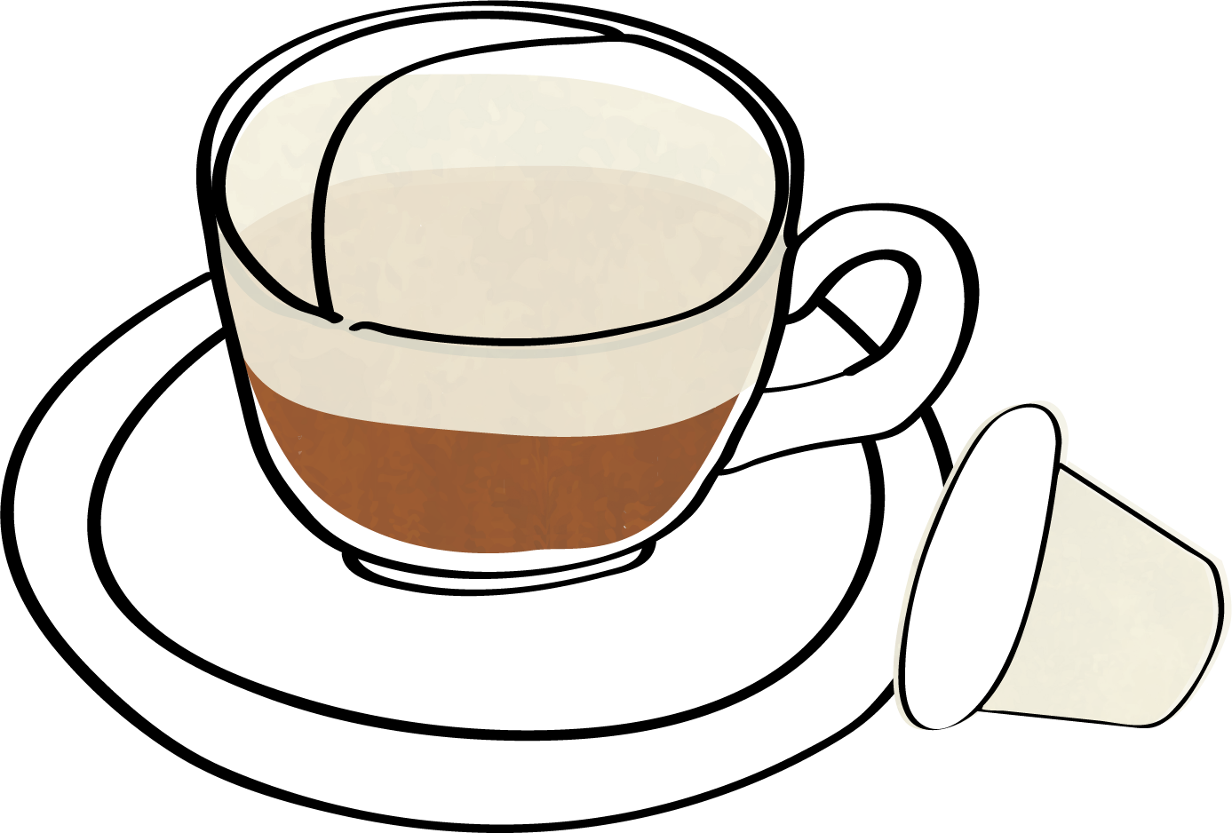 Caffe Latte Pods - Line Art (1387x938), Png Download
