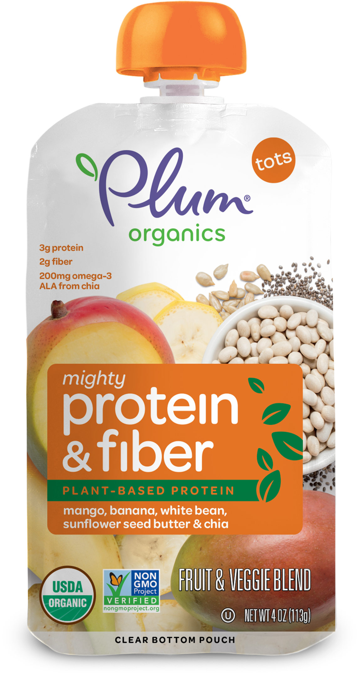 Mighty Protein & Fiber - Plum Organics (1947x2443), Png Download