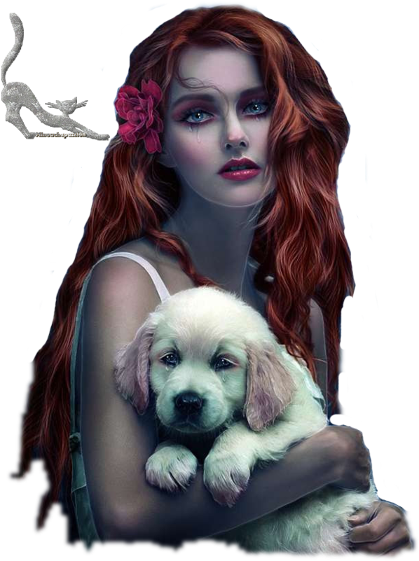 Tube En Png Feemme Triste Et Chien Création Minouchapassion - Companion Dog (607x800), Png Download