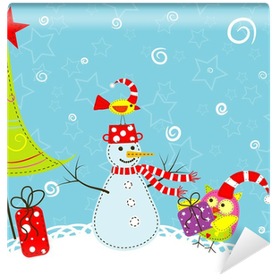 Template Christmas Greeting Card, Vector Wall Mural - Greeting Card (400x400), Png Download