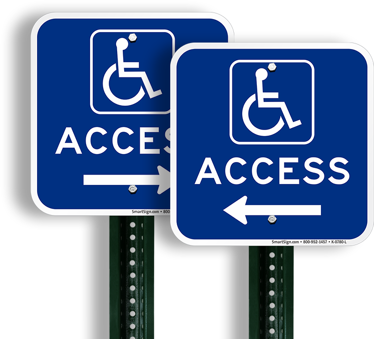 Access Left Arrow Directional Signs - Handicapped Sign (800x800), Png Download