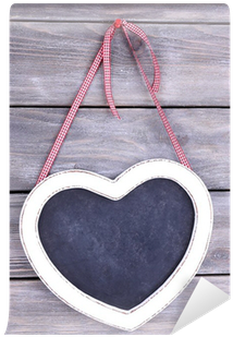 Heart Shaped Chalkboard On Wooden Background Wall Mural - Photograph (400x400), Png Download