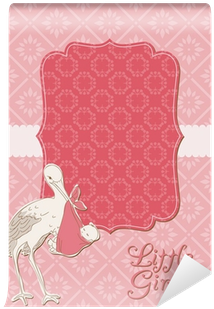 Baby Girl Arrival Card With Photo Frame In Vector Wall - Picture Frame (400x400), Png Download